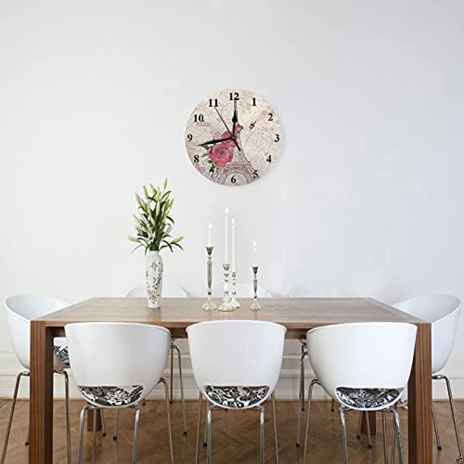 Amazon.co.jp: エッフェル塔壁掛け時計ヴィンテージパリローズフラワー